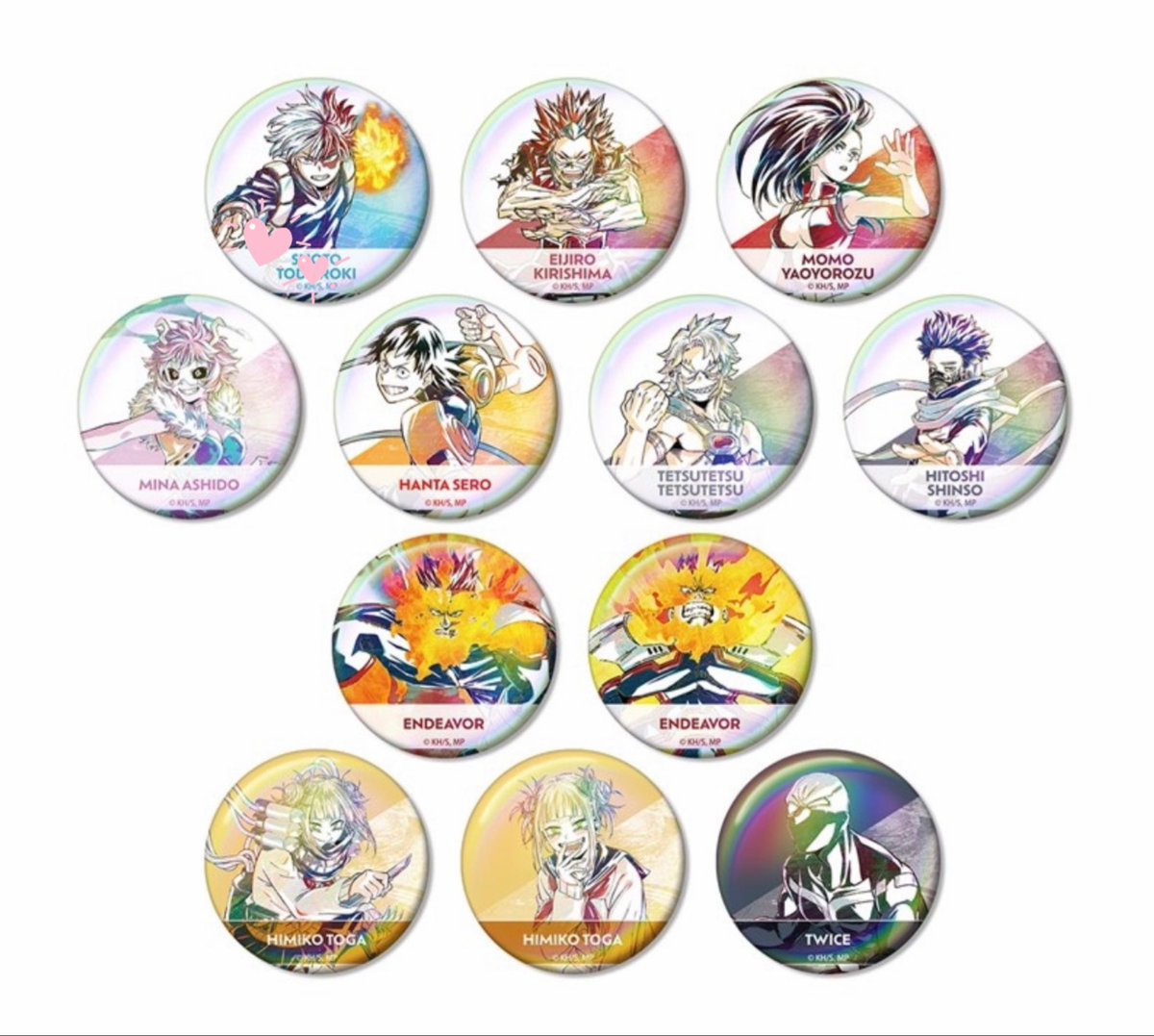 Rbeelle's tweet photo. 【譲渡・交換】　　　　　　　　　　　　　　　　　ヒロアカ
TVアニメ『僕のヒーローアカデミア』 トレーディング Ani-Art 第5弾 オーロラ缶バッジ ver.C
【譲】
切島　八百万　芦戸　瀬呂　鉄哲　心操　エンデヴァー　トガ　トゥワイス
詳細ALT
【求】定価＋送料or轟焦凍・波動ねじれグッズ（異種可） https://t.co/RggAcNIHx1