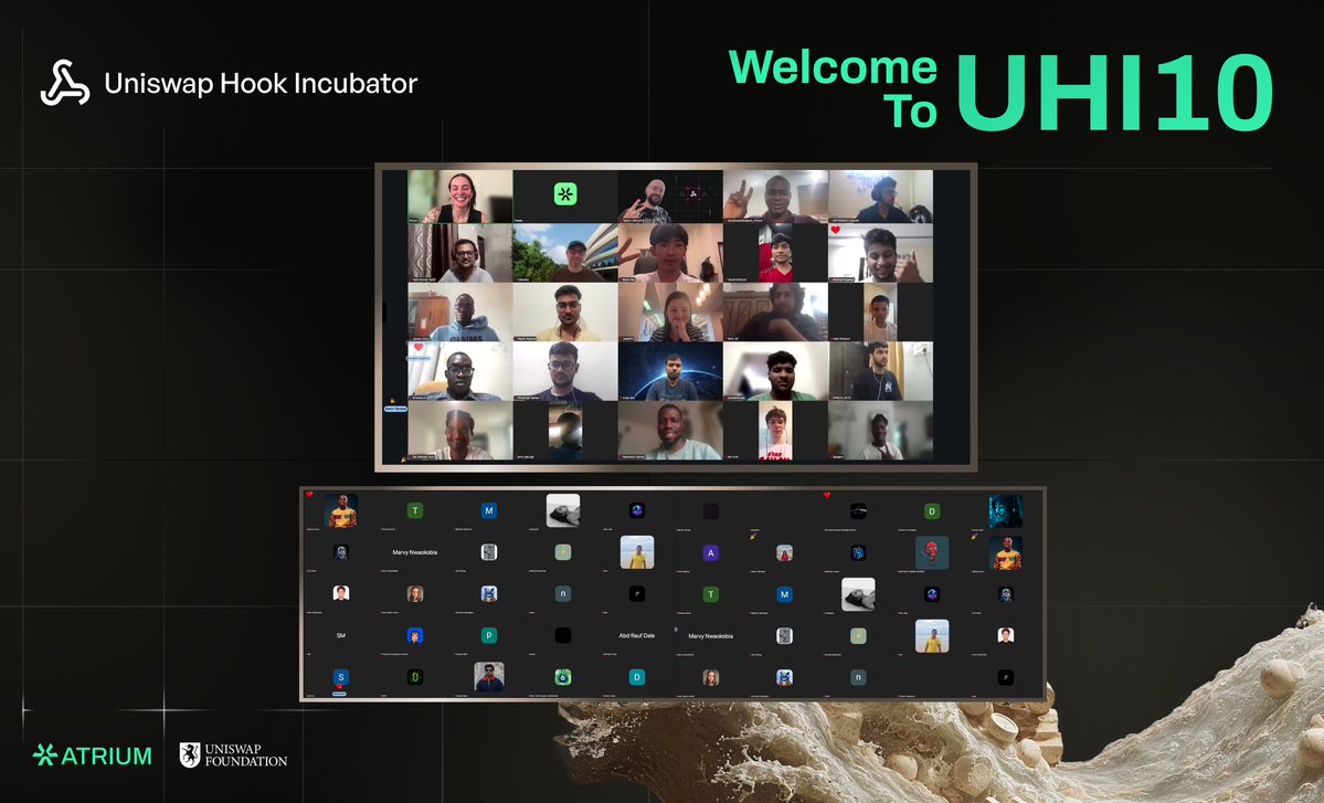 AtriumAcademy's tweet photo. UHI10 met for the first time today. here's a room full of eager faces ready to learn best practices for building uniswap v4 hooks

build theme this cohort: sustainable liquidity and MEV protection. excited to see what they ship 🎉 https://t.co/Sq0L1IIOGa