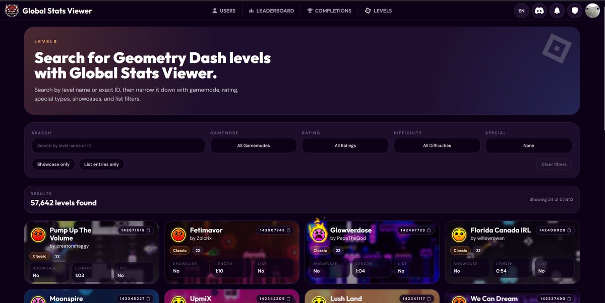 gsv_gd's tweet photo. It has been a WHILE since we sent any previews of our upcoming updates, so enjoy this screenshot dump of our work in progress v3 update for Global Stats Viewer!!!!  We're aiming for v3 to be a massive overhaul of everything in the site, with new features &amp; massive upgrades 🧵 https://t.co/fZ6mG5SH9e