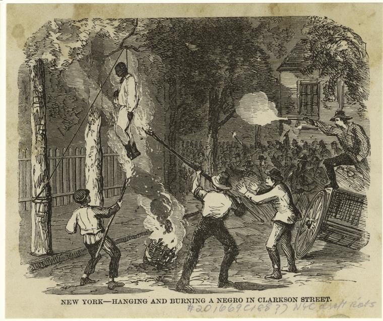 queenie4rmnola's tweet photo. Lynchings happened in the North too. White people hung and burned a disabled veteran, Abraham Franklin during the New York draft riots (1863) https://t.co/Rl2lFMh5BE