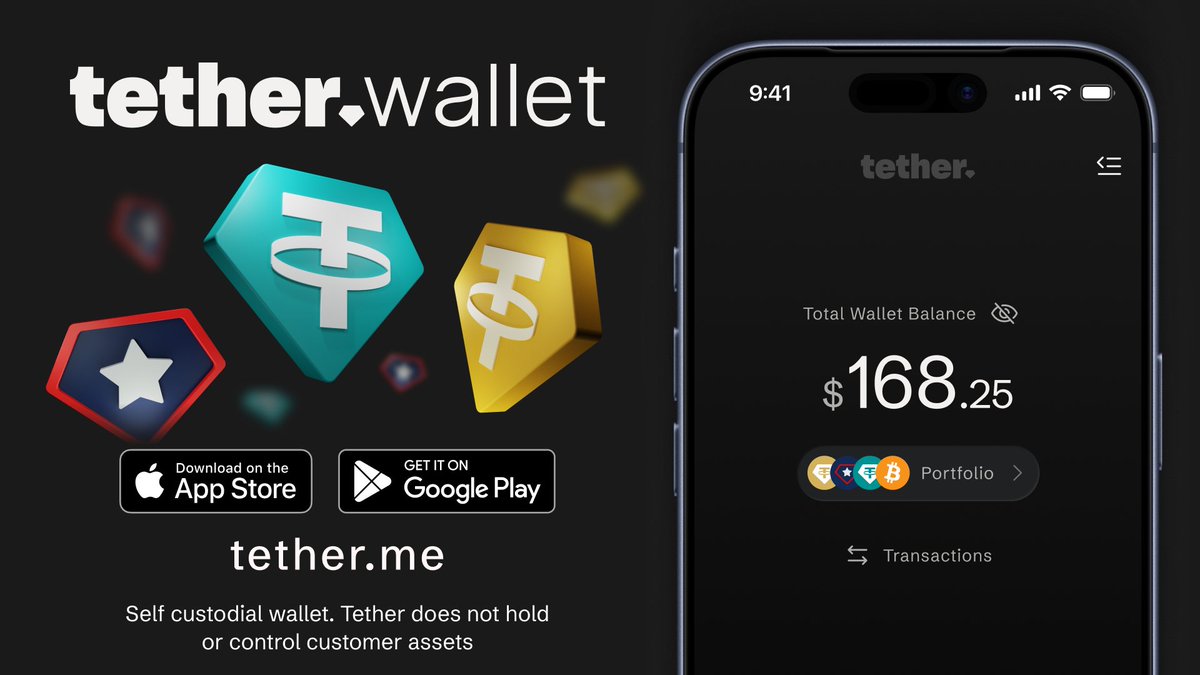 tetherwallet's tweet photo. Brought to you by the creators of USD₮, tether.wallet is designed for everyday transactions.
