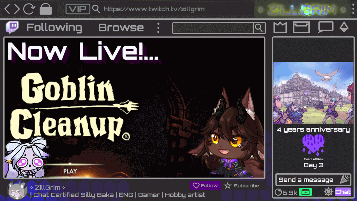 ZillGrim's tweet photo. ‼️ It's Zilly time again ‼️
[ENG] Gobbo's we are taking your job! ᛜ 
W/ @doridreamweaver ᛜ
ᛜ [Day 3] Affiliate Celebration ᛜ
https://t.co/971zFTQIok
#ENVtuber #L2DVtuber #twitchstreamer https://t.co/Xj7bpeeQEA