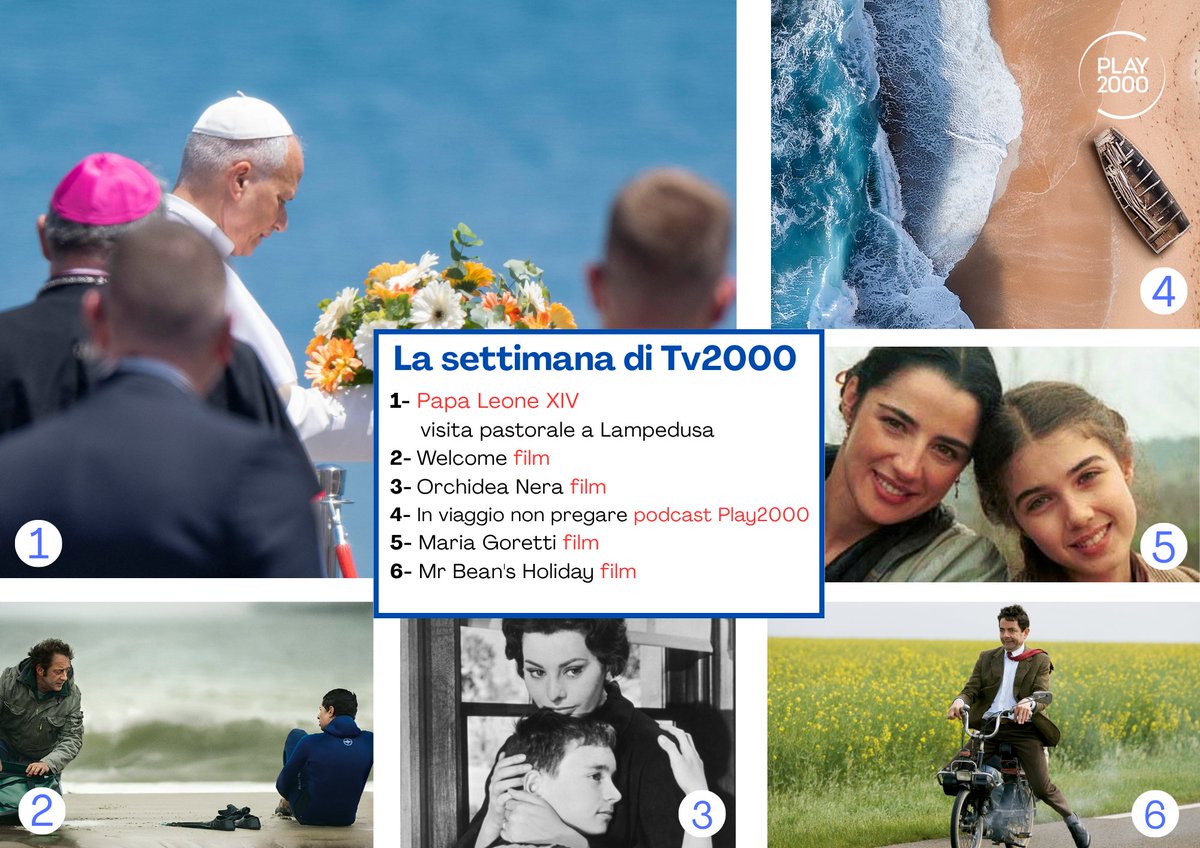 TV2000it's tweet photo. 📨#Newsletter #Tv2000
Dal #2luglio
🇻🇦#PapaLeoneXIV visita a #Lampedusa
🎧📲#Podcast e docu su #Play2000
📽️Grandi #film in prima serata con #SophiaLoren, #LuisaRanieri e #RowanAtkinson
Leggi 👇
https://t.co/1lJDqhxQag
Iscriviti per ricevere #news 👇
https://t.co/74GMG7obcA
@vinmorgante