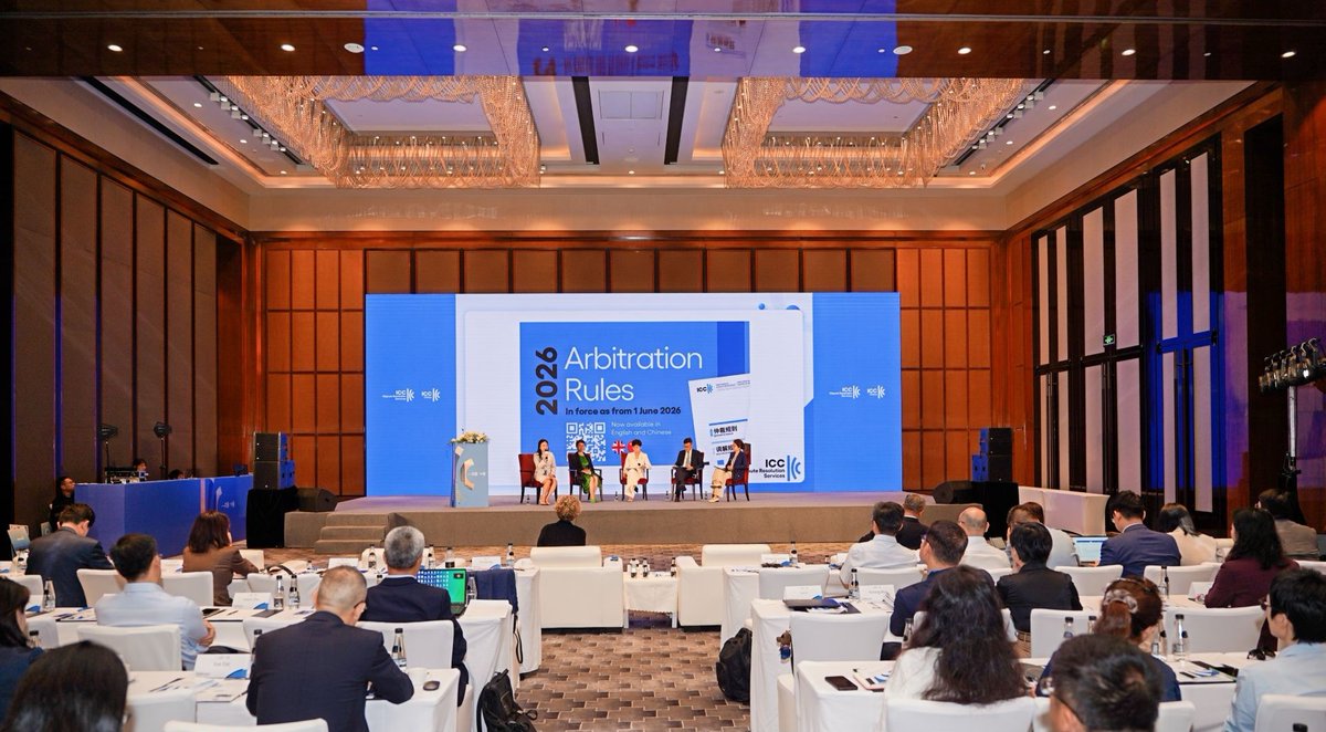 ICC_arbitration's tweet photo. More than 250 participants joined us at ICC China Arbitration Day in Chengdu to explore the latest developments in #arbitration.

Among the highlights was the release of the Chinese version of the 2026 ICC Rules of Arbitration.

Access here: https://t.co/fMNKOFjORo https://t.co/GK1ZGw1FtG