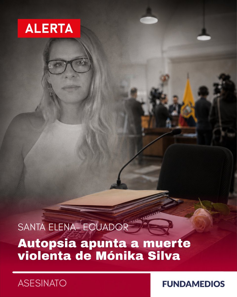 FUNDAMEDIOS's tweet photo. 🚨 #ACTUALIZACIÓN | Organizaciones de derechos humanos que representan a la familia de Monika Silva informaron que la autopsia médico-legal determinó una muerte violenta por asfixia mecánica.

CDH y CEPAM solicitaron a la Fiscalía una investigación exhaustiva que permita establecer las circunstancias, responsabilidades y posibles móviles de su muerte, incluyendo la hipótesis de un femicidio político relacionado con su trabajo como activista anticorrupción, veedora ciudadana y denunciante de asuntos de interés público. Fundamedios considera indispensable que la Fiscalía garantice una investigación independiente, transparente y con enfoque de derechos humanos.

🔗 Lee la nota aquí: https://t.co/pfsr1sQos1