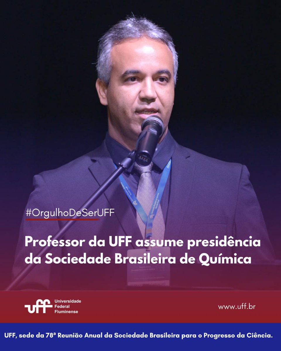 uff_br's tweet photo. Professor da UFF assume presidência da Sociedade Brasileira de Química!👑

Fernando de Carvalho foi eleito na mais importante sociedade científica da área na Latam. Isso é um reconhecimento à sua trajetória acadêmica e fortalece a presença da UFF.

https://t.co/HAxKmmXyYD https://t.co/nV3VVLQyEr