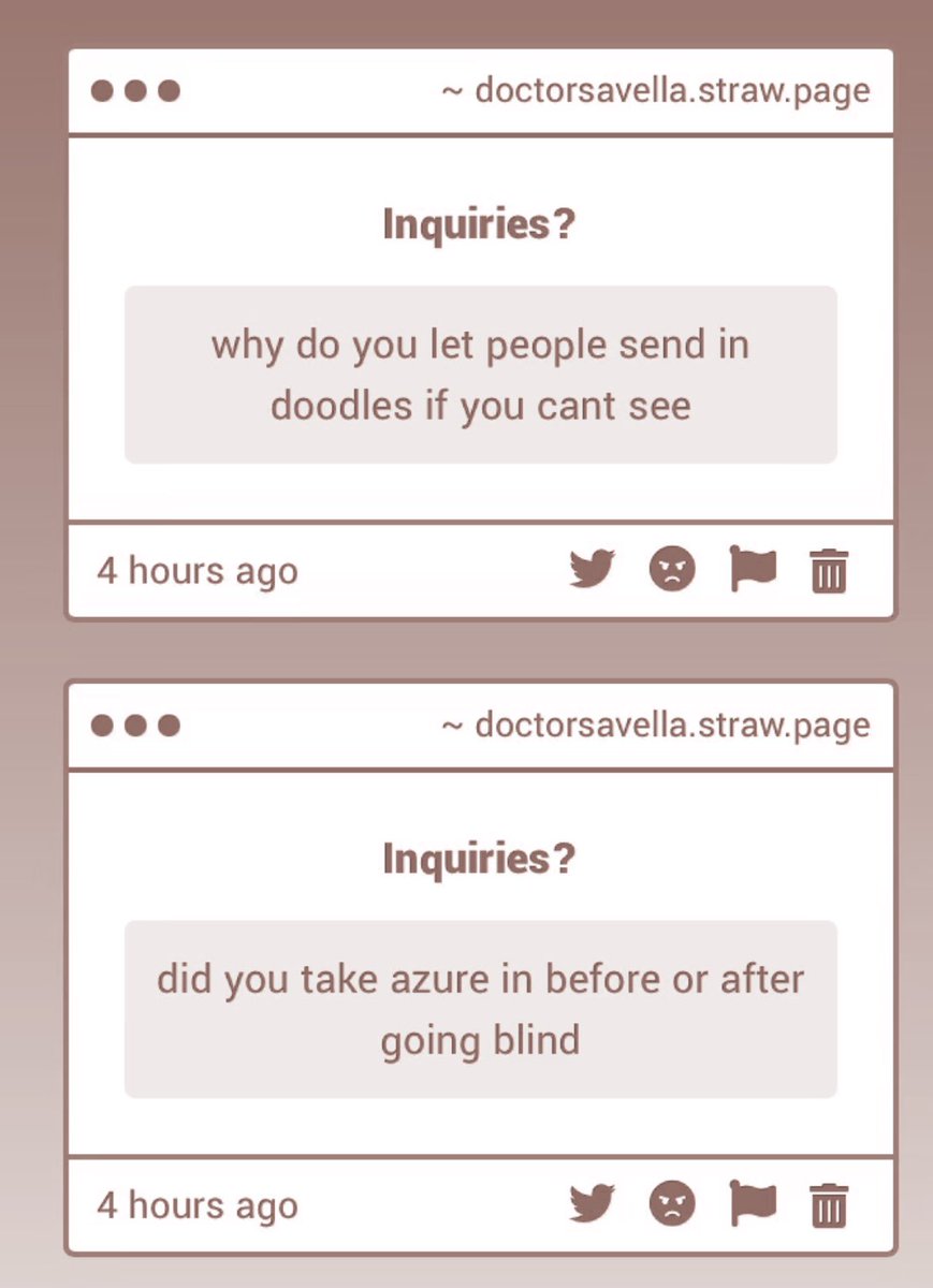 doctorsavella's tweet photo. I have Azure describe them to me.

After I went blind. https://t.co/vGBdlDFZzM