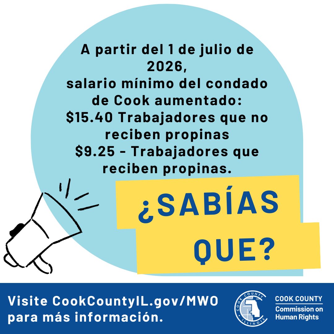 cookcountygov's tweet photo. The @Cook County Commission on Human Rights set the increased minimum wage, effective July 1! Visit https://t.co/GXpyvp2gfW for detailed information. 

#HumanRights #MinimumWage #CookCounty https://t.co/0XI9j3J9y7