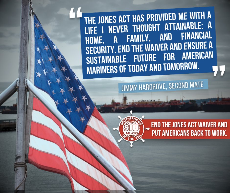 SeafarersUnion's tweet photo. Support the Jones Act. End the waiver. Put Americans back to work.
#JonesAct #EndTheWaiver #1u https://t.co/9tU7JZ83lG