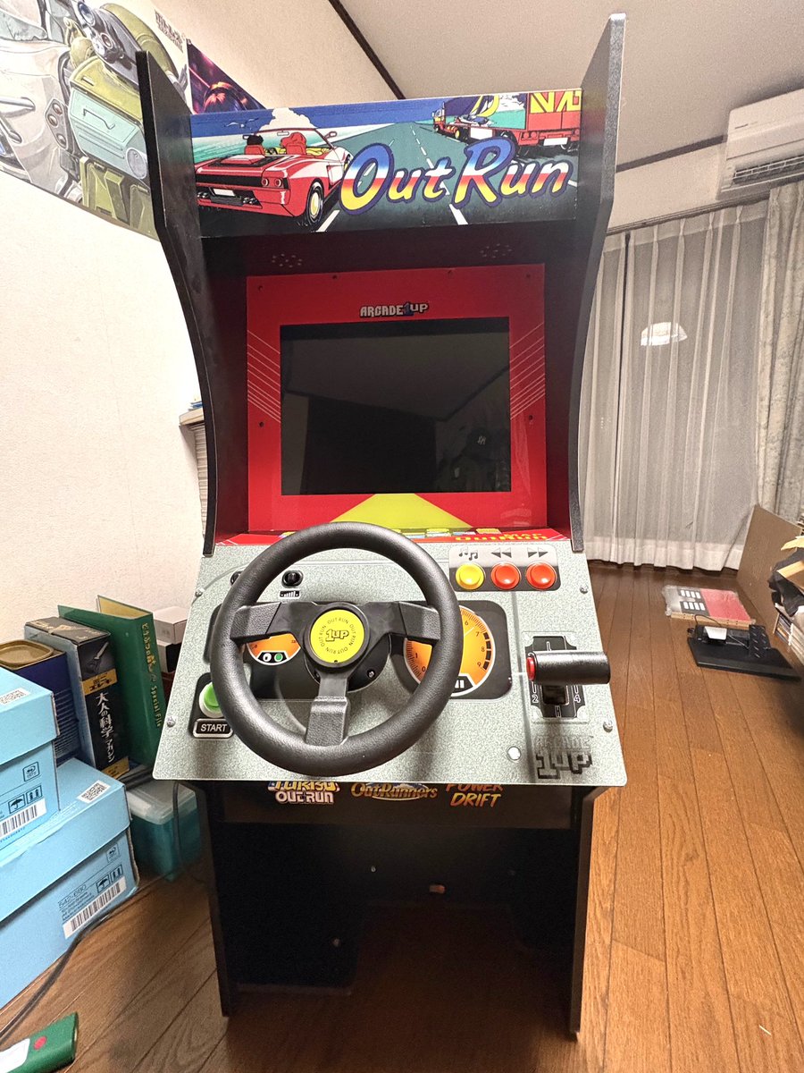 アーケード1UPアウトラン🛣️ ①モニターの保護シートを剥がしハンドル