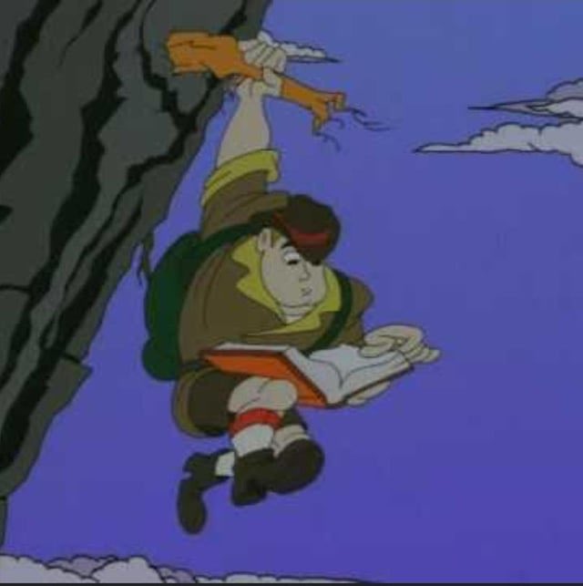 hello_kim10's tweet photo. @Dadsaysjokes “EXCUSE ME! EXCUUUUSE ME!”

…and that’s why he’s called Cliff Hanger. https://t.co/A9aU2mXmJ2