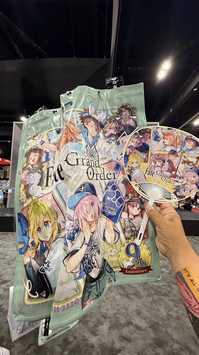 ParksAndCons's tweet photo. #FateGrandOrder bags and fans at their booth #AX2026 https://t.co/GOlASwiQ6j