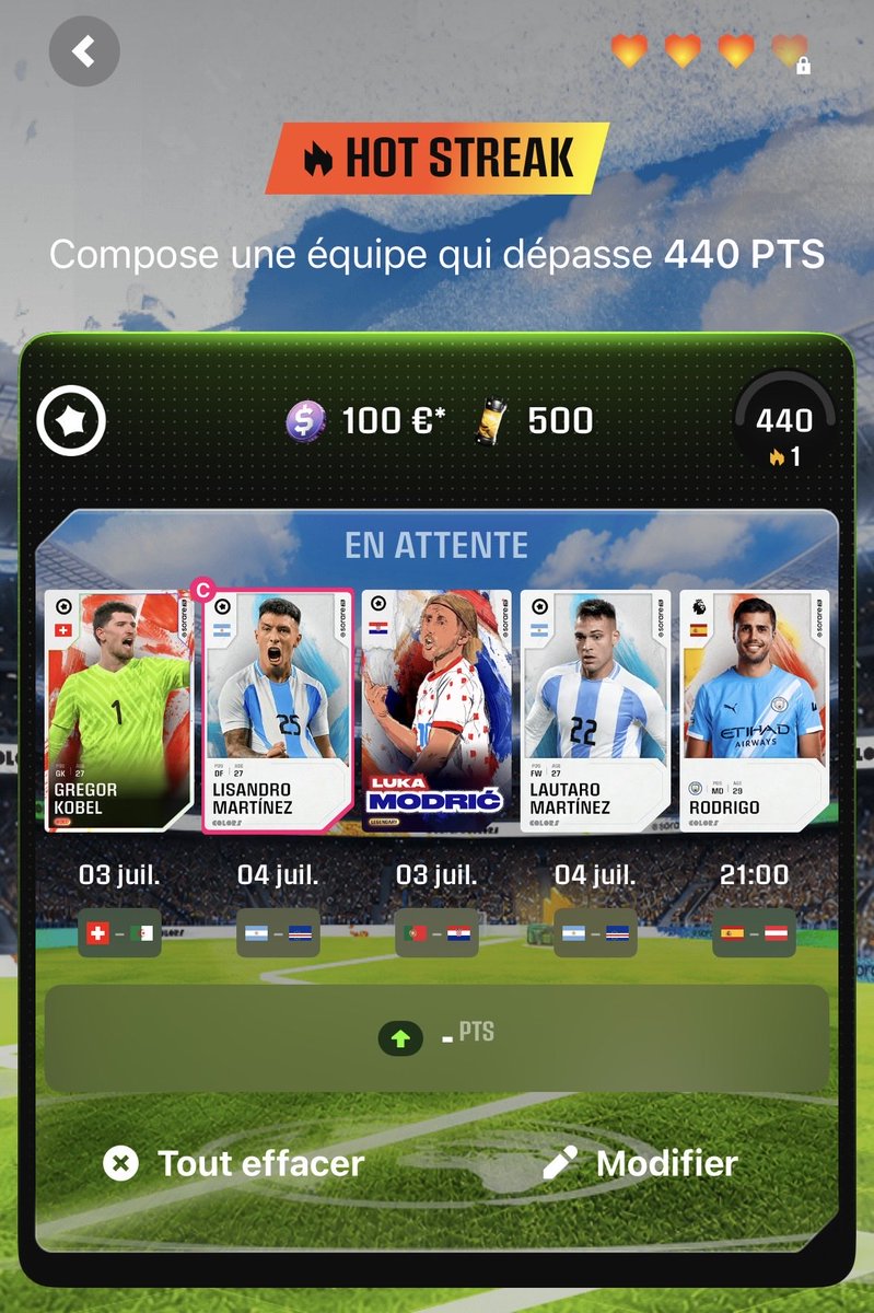 Trafalg_Iaw's tweet photo. Première team pour enfin faire les 100€ 
On en pense quoi ?
@Sorare #sorare https://t.co/Ho1vg68WvB