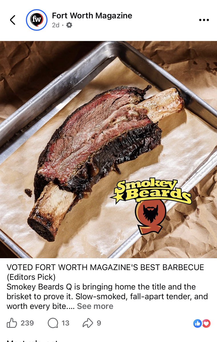 MutahNapoleon's tweet photo. Alhamdulillah @SmokeyBeardsQ have been voted fortworth magazine best Barbecue. https://t.co/KAk6xb73il