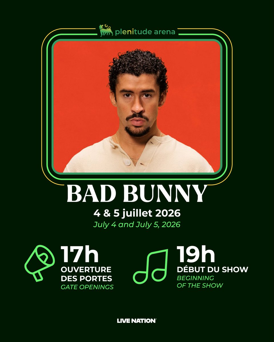plenitudearena's tweet photo. ÇA SE RAPPRoOocheEe !! 💃 #badbunny 
ℹ️ Retrouve les infos pratiques ici : https://t.co/xdHcn0LLZj https://t.co/e5BBUT7jok