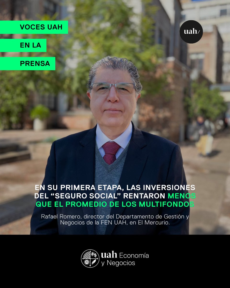 FEN_UAH's tweet photo. 🗞️ Prensa #FENUAH / El académico y director del Departamento de Gestión y Negocios de la FEN UAH, Rafael Romero, es consultado en El Mercurio sobre el primer balance de rentabilidad del Fondo Autónomo de Protección Previsional (FAPP). https://t.co/dvptCn93JP