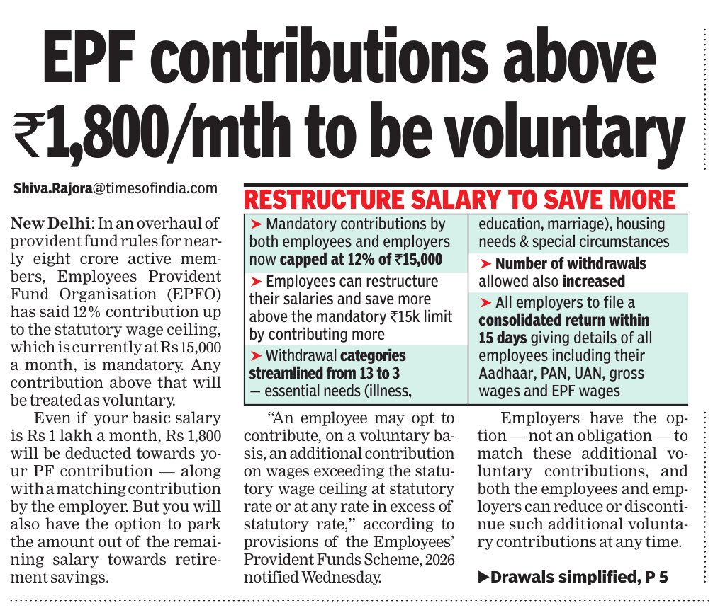 EvryPaisaMatter's tweet photo. This is such a welcome change for Salaried Class in India and I didn't even came across a single post about the same. Hope the HR is able to implement these provisions seamlessly!

Source:- Times Of India. https://t.co/iJceH4gt21