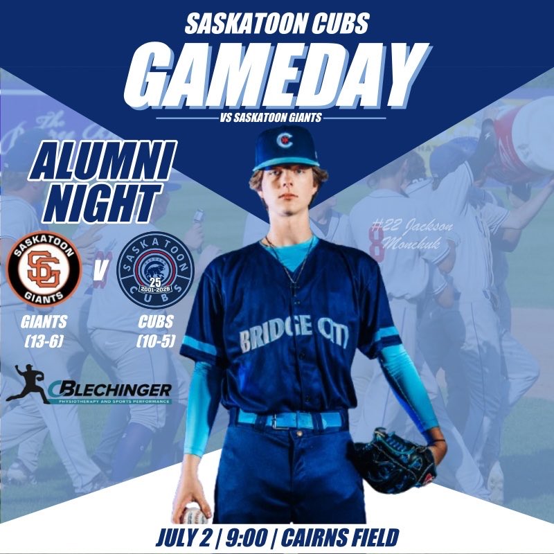 StoonCubs18uAAA's tweet photo. After a rain filled week we are back at it tonight with our Almuni night when we take on the Giants! Game starts at 9:00 with our pregame BBQ kicking off at 8:15 thanks to Blechinger Physiotherapy! #BuiltTogether https://t.co/SRO7gd0dra