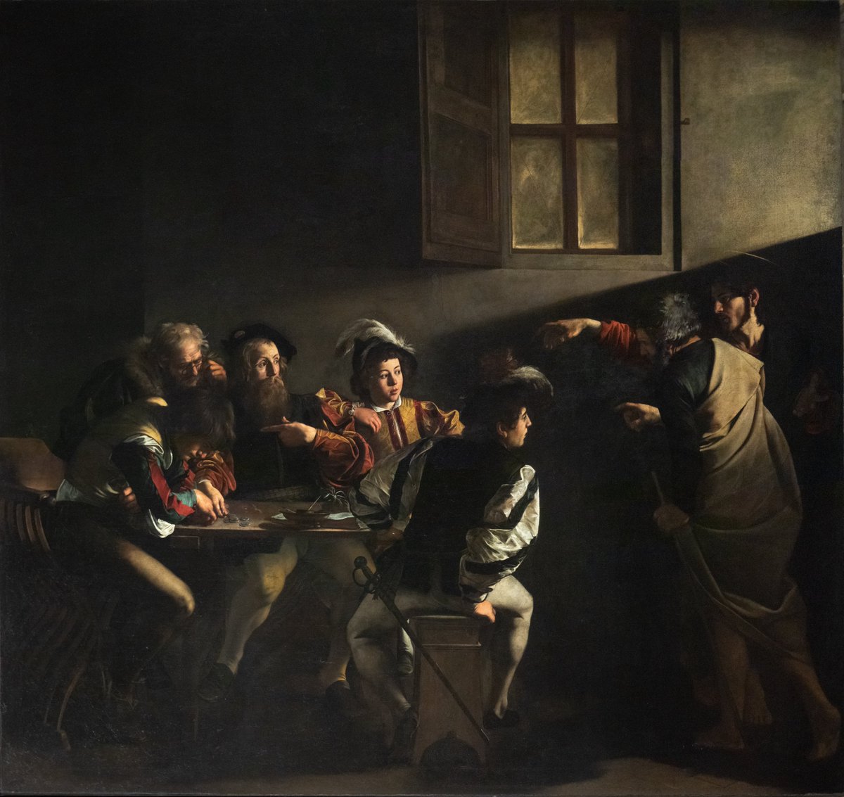 x_da_Vinci's tweet photo. Caravaggio - La vocación de San Mateo (1600) https://t.co/wQWaZj9JvD