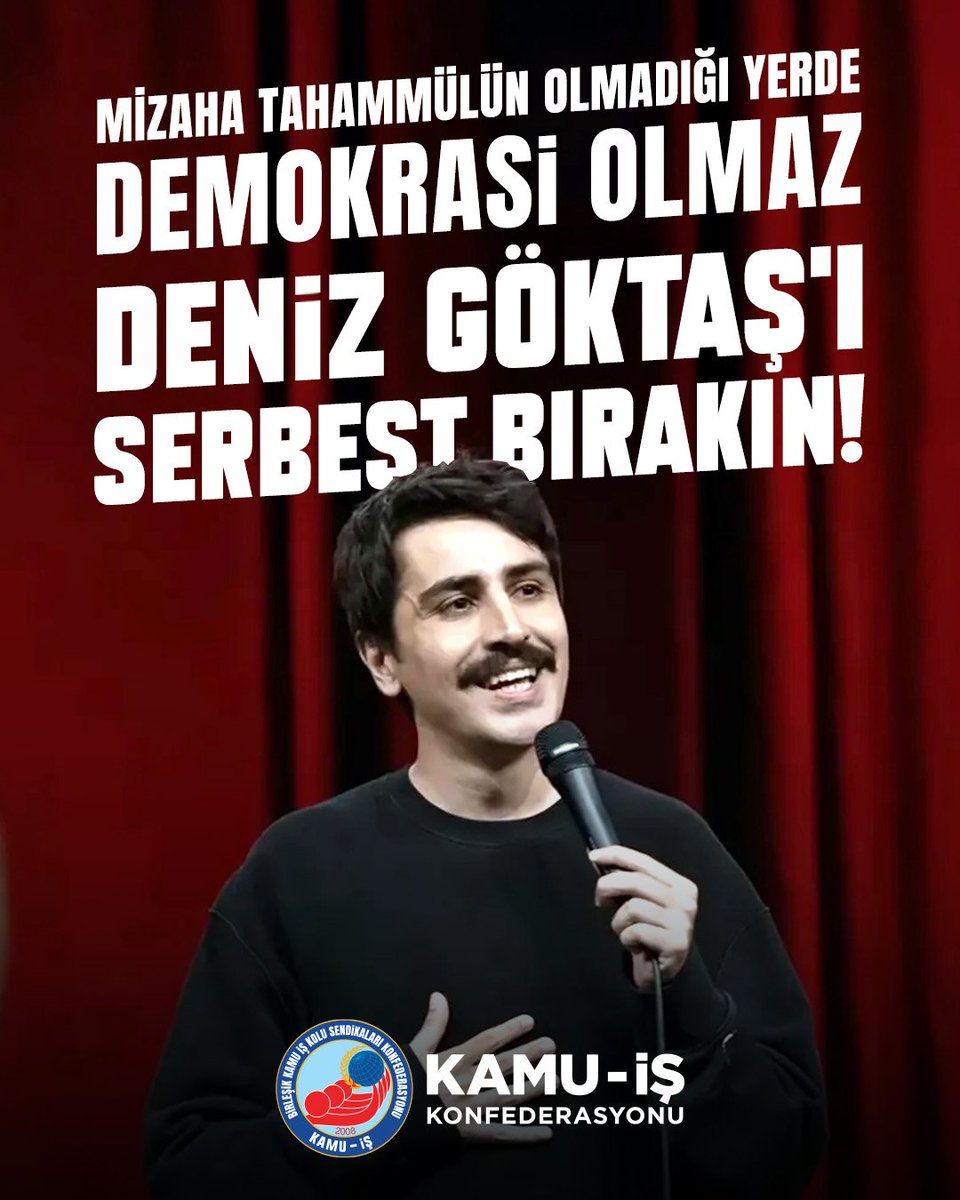kamuiskonf's tweet photo. Mizaha tahammülün olmadığı yerde demokrasi olmaz!
Deniz Göktaş'ı serbest bırakın!

#DenizGöktaş https://t.co/P2TQKDEWou