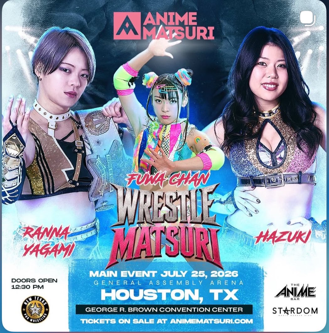 SumieSakai's tweet photo. @PRODUCENYC @YagamiRanna @WarriorWrstlng @0929_hazuki @wwr_stardom @we_are_stardom 24(FRI) &amp; 25(SAT) @AnimeMatsuri @NewTexasPW 

Hazuki @0929_hazuki 
Ranna Yagami @YagamiRanna 
Fuwa chan @fuwa876 

🎟️ https://t.co/g8J1yG8kB1 https://t.co/9vKodBcoBn