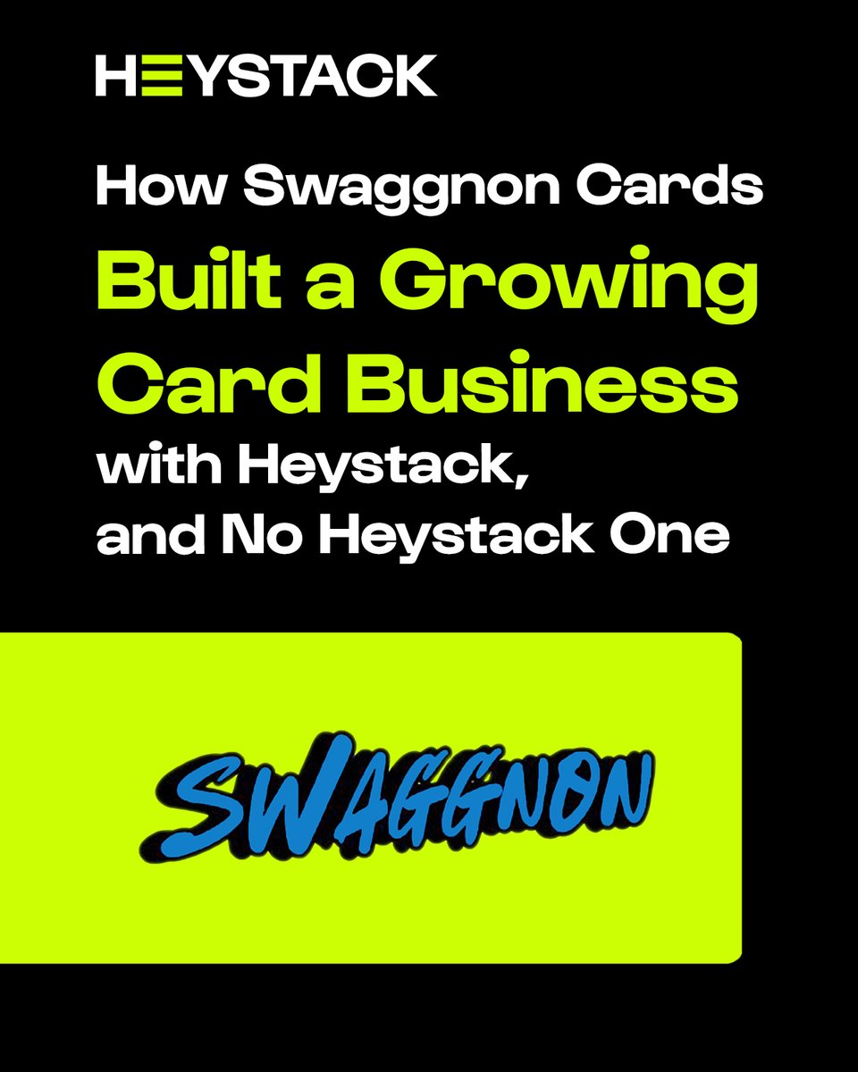 Heystackcards's tweet photo. We sat down with @Swaggnon to talk about how he's building a growing card business with Heystack, without a Heystack One.

Read the full story:
https://t.co/SYxkBosZ09 https://t.co/nz7E3d9dt1