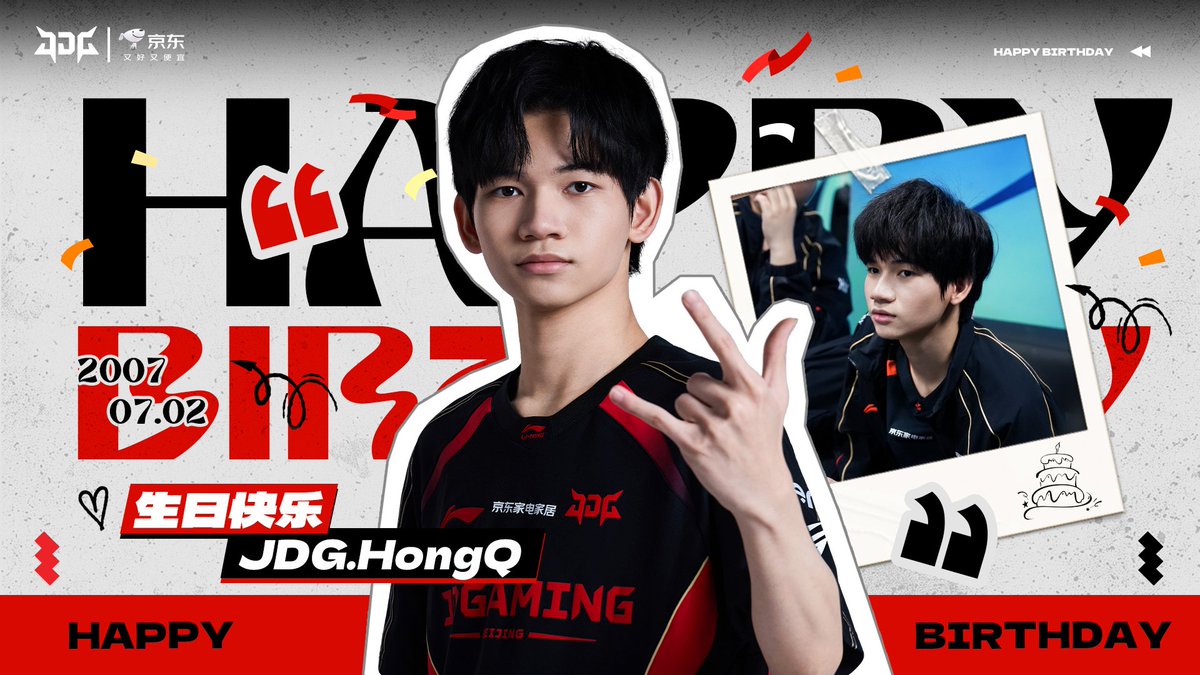 JDGaming's tweet photo. Happy Birthday to our mid laner, HongQ! 🎂

Off the stage, your bright, imaginative ideas bring so much energy to the team. On the rift, your natural talent and sharp instinct shine bright, but it’s your relentless hard work that turns that potential into power.

May this new year bring you even more freedom to grow, sharper edge in battle, and an even bigger stage to conquer!