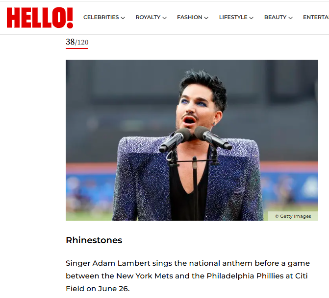 dianik_bg's tweet photo. HELLO! 
Take a look at what your favourite royals and celebrities have been up to this week/📸gallery
💎Rhinestones
Singer Adam Lambert sings the national anthem before a game between the New York Mets and the Philadelphia Phillies at Citi Field on June 26
https://t.co/Z3WxnhJiSX https://t.co/MzJE0J2atT