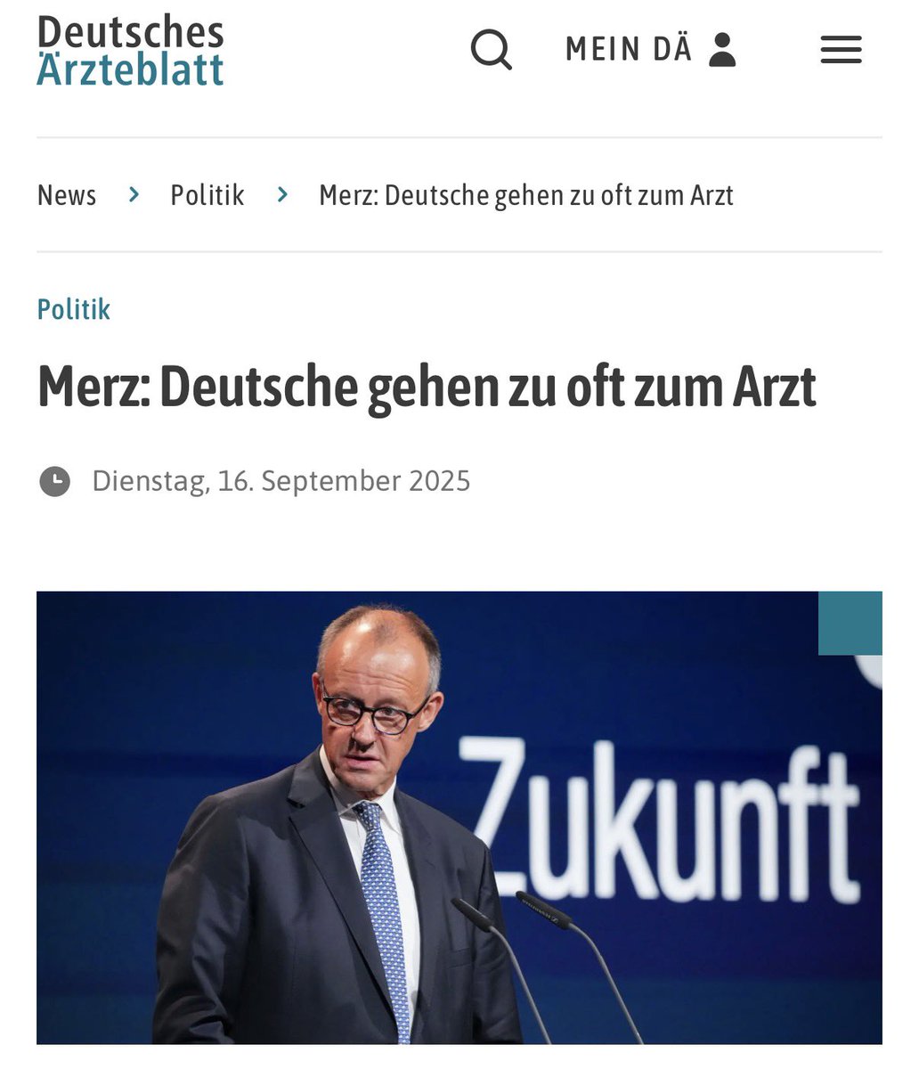 Celik_Chn's tweet photo. Friedrich Merz hätte auf Friedrich Merz hören sollen.
Wer künftig schon am 1. Krankheitstag eine ärztliche Krankschreibung verlangt, schickt Millionen Menschen zusätzlich zum Arzt und das ganz ohne medizinischen Nutzen. https://t.co/JYzL8lasuQ