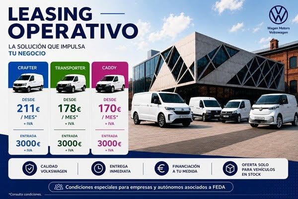 EmpresariosFEDA's tweet photo. Desde #FEDA te informamos de las condiciones especiales que la empresa @wagenmotorsaudi ofrece a las empresas y profesionales autónomos asociados a #FEDA y que les permitirá beneficiarse del Leasing Operativo en sus vehículos profesionales.
¡Toda la información, aquí!
https://t.co/s1rBrx6WOc
#FEDASocios #FEDAConvenios #TarjetaFEDA