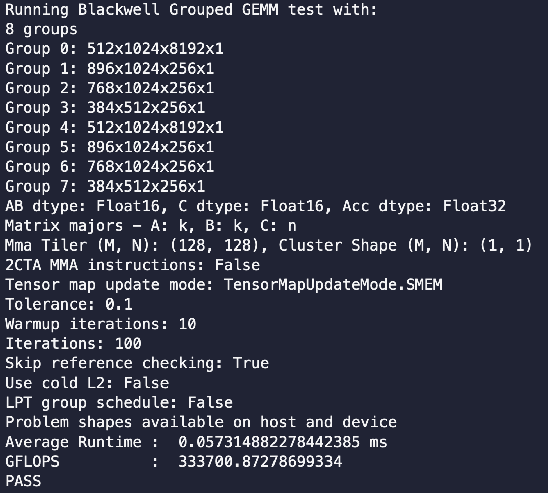 SubhoGhosh02's tweet photo. FA4's SingleTileLPTScheduler exploits that causal attention work grows with block index, so it just visits blocks in reverse (block = num_block - 1 - block).

So why not try something similar on grouped gemm! In grouped GEMM the analog is that a tile's mainloop time is proportional to its group's K, and StaticPersistentGroupTileScheduler visits tiles in group-metadata order. So LPT = order groups by descending K.

Result is 1.74x speedup in grouped gemm, just by sorting the scheduling path.