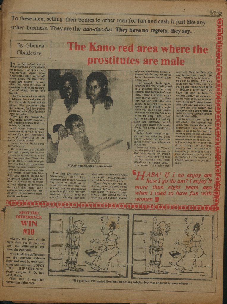 CHUKWUEBUKA's tweet photo. 1988 Article About Homosexual Prostitutes In Kano.

Nothing New Under The Sun. https://t.co/TjK119tmnI