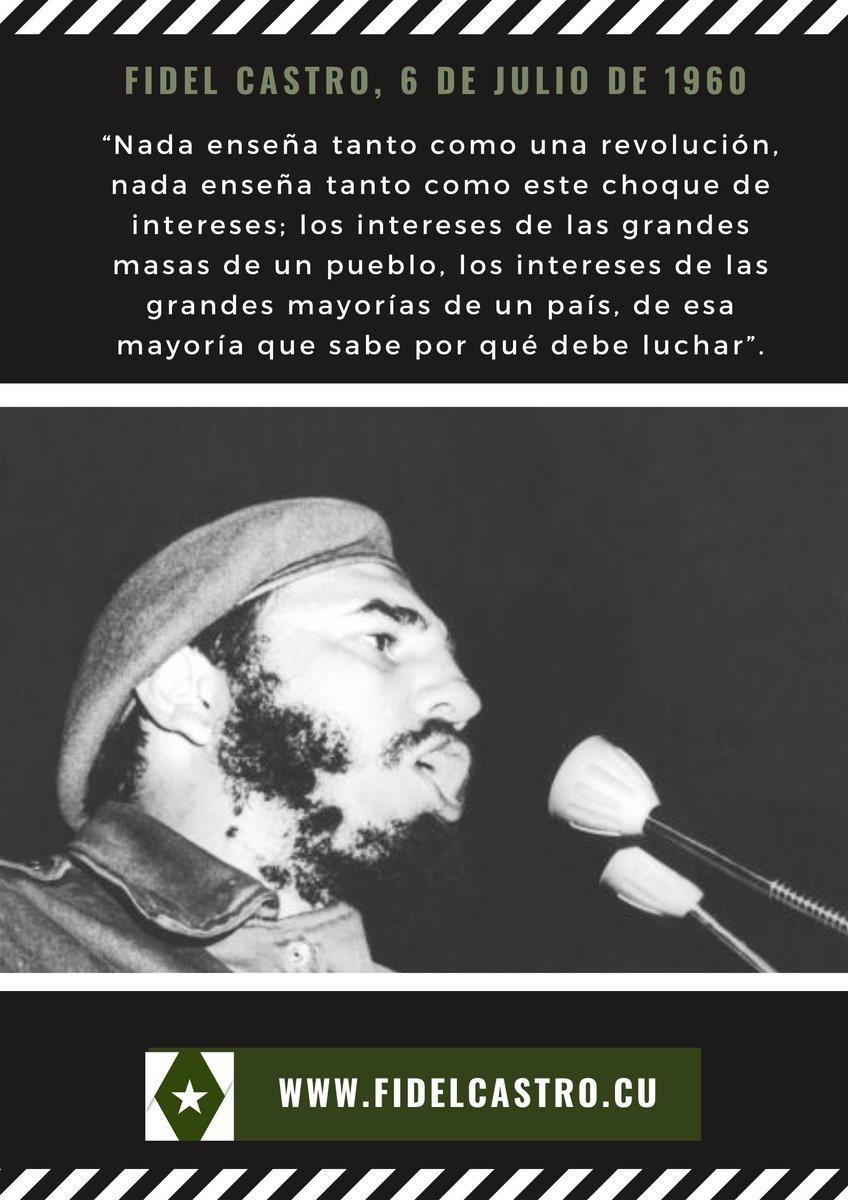 FSoldadodeIdeas's tweet photo. 🎙️#FidelCastro: “Nada enseña tanto como una revolución, nada enseña tanto como este choque de intereses; los intereses de las grandes masas de un pueblo, los intereses de las grandes mayorías de un país...”.

https://t.co/tmKApfuF0Q
#100AñosConFidel #Cuba #SomosContinuidad https://t.co/V3IWurbRTY