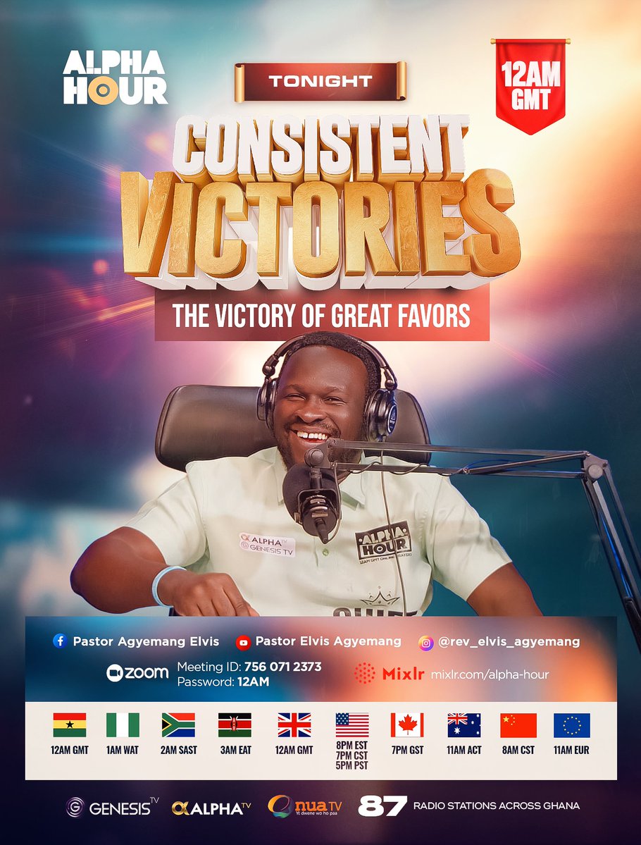 REAgyemang's tweet photo. Psalm 30:7 NKJV
LORD, by Your favor You have made my mountain stand strong;

Alpharians, it is our season of consistent victories. Victories that are sustained by the favour of God. May every victory you receive be marked by the unmistakable favour of God in Jesus name. 

Don't miss tonight's encounter for anything. Meet us on the Altar of Fire at 12AM GMT. Invite your family, call a friend, and share the link. 

Don't miss Alpha Hour tonight 🔥🔥🔥

📍Alpha Hour | LIVE at 12AM Ghana Time
📝 Come with your Joy List
🍷 Prepare your Communion
📞 Call a friend, tag someone, and share the link.

Follow the Pastor Elvis Agyemang WhatsApp channel: https://t.co/894tLZvgwC