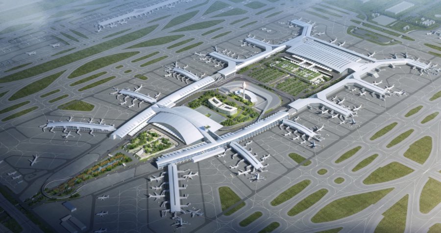 GreaterBayGO's tweet photo. 白雲機場T1改造概念創意征集方案出爐！

T1東西兩翼和主樓中間以倒U型夾著的P2停車場，將改造為交通中心，未來3號線、芳白城際、廣州東環城際將實現室內換乘。

T1改造後，或將出現兩條捷運連接其他航站樓。 https://t.co/TQhDFHxKUh