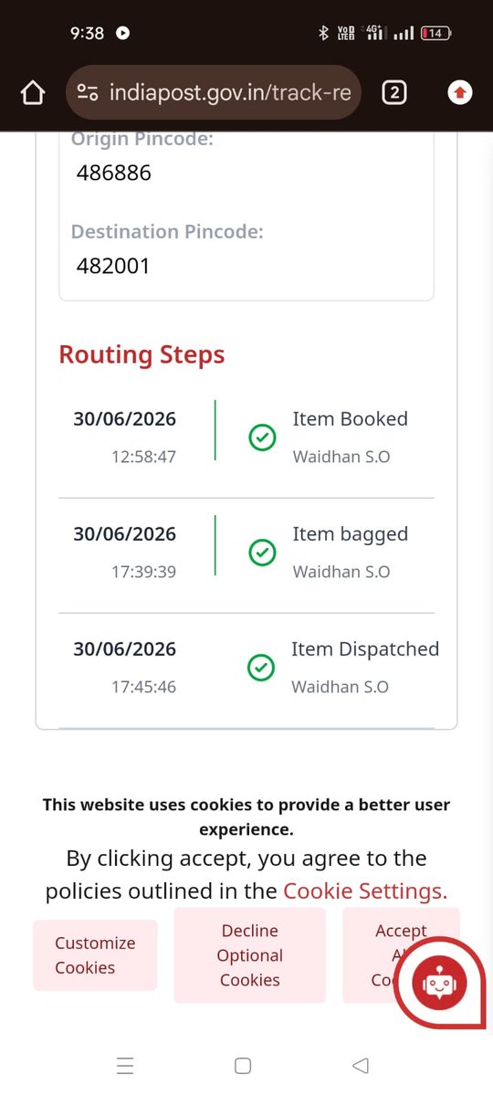 luck24s's tweet photo. @IndiaPostOffice, my consignment has been stuck with no tracking updates since it was dispatched from Waidhan S.O. on June 30th. Could you please look into this and provide an urgent update on its current status? https://t.co/hzNg6MqWuH