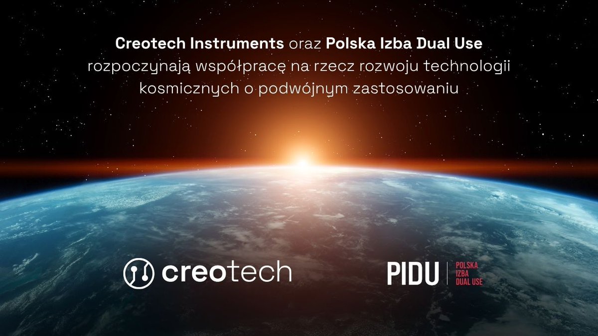 CreotechSa's tweet photo. #Creotech Instruments oraz @PLIzbaDualUse rozpoczynają współpracę na rzecz rozwoju technologii kosmicznych o podwójnym zastosowaniu.
Techn. kosmiczne 🛰 wspierają gospodarkę, administrację i zarządzanie kryzysowe, dostarczając kluczowych zdolności dla bezpieczeństwa państwa. https://t.co/2PUFWjG4Q5