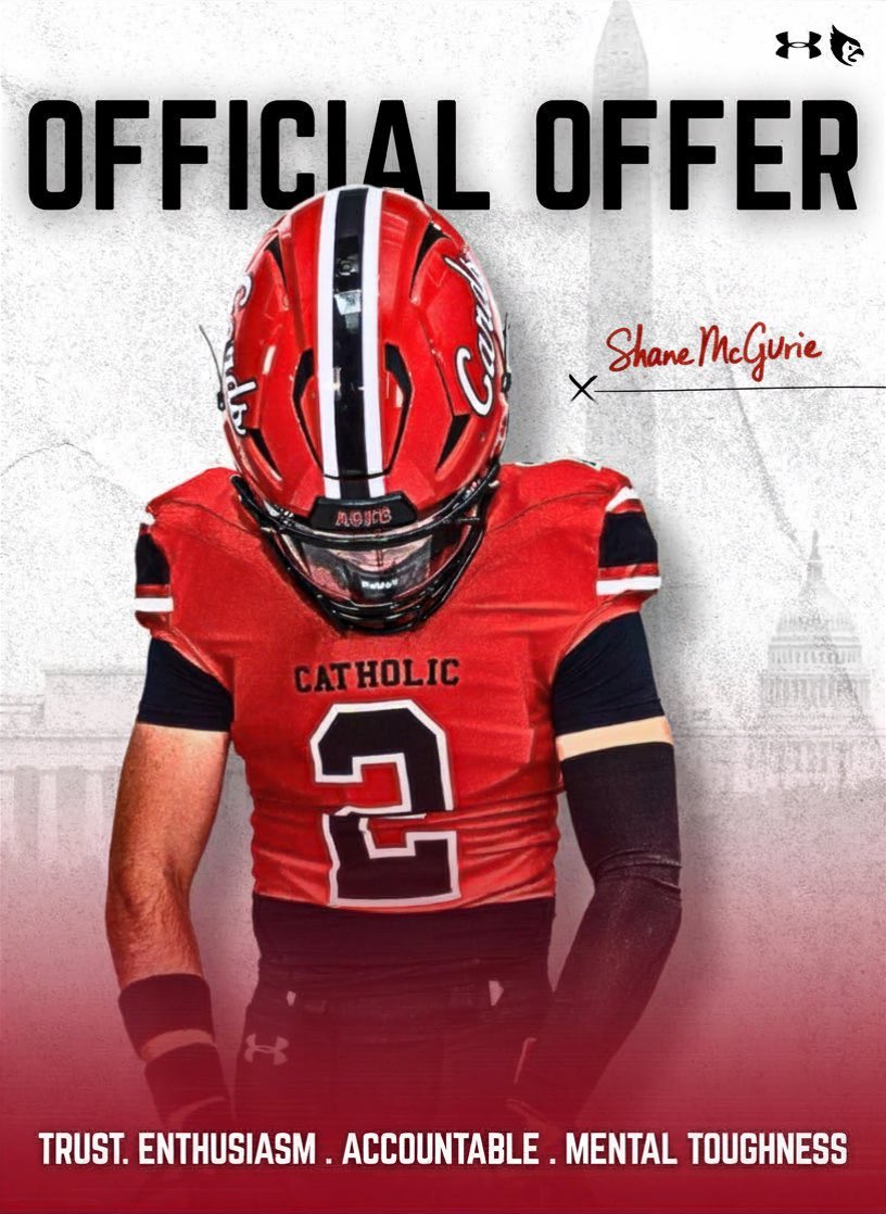 shanevmcguire's tweet photo. Blessed to announce that I’ve received my first college offer from the Catholic University of America! I’m truly grateful to @CoachKDavid, @CoachGlosek, and @CoachEhrlich_ for this opportunity. 
@CatholicU_FB @westcbfootball @PaFootballNews @EPAFootball @S1insider https://t.co/XKp4lb1hKL