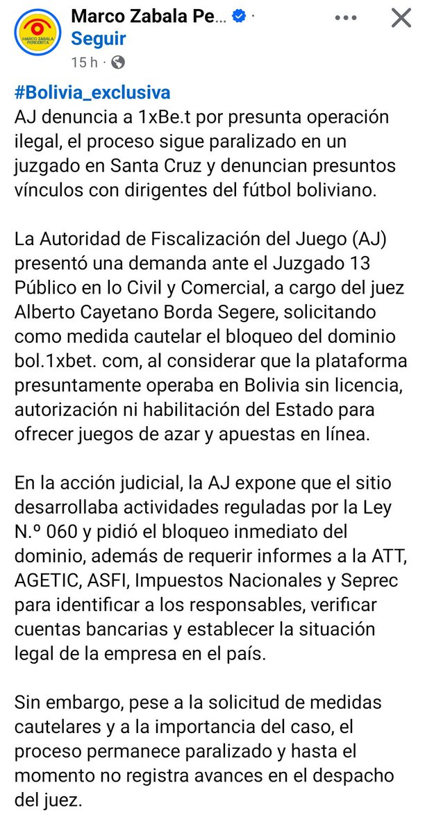 EstadisticoBo's tweet photo. La AJ inició un proceso contra 1xBet porque operaban de forma ilegal en Bolivia al no tener los permisos para su funcionamiento. https://t.co/SYgjsgBPzC