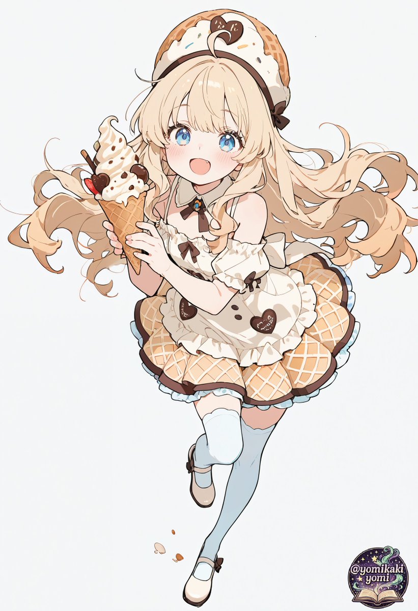 MiyaTasun's tweet photo. 「食べて～～～～！」 
テーマ「ソフトクリーム」 
ソフトクリームちゃん♡  
#Aipictors #AIart https://t.co/jAi1LsBbA7