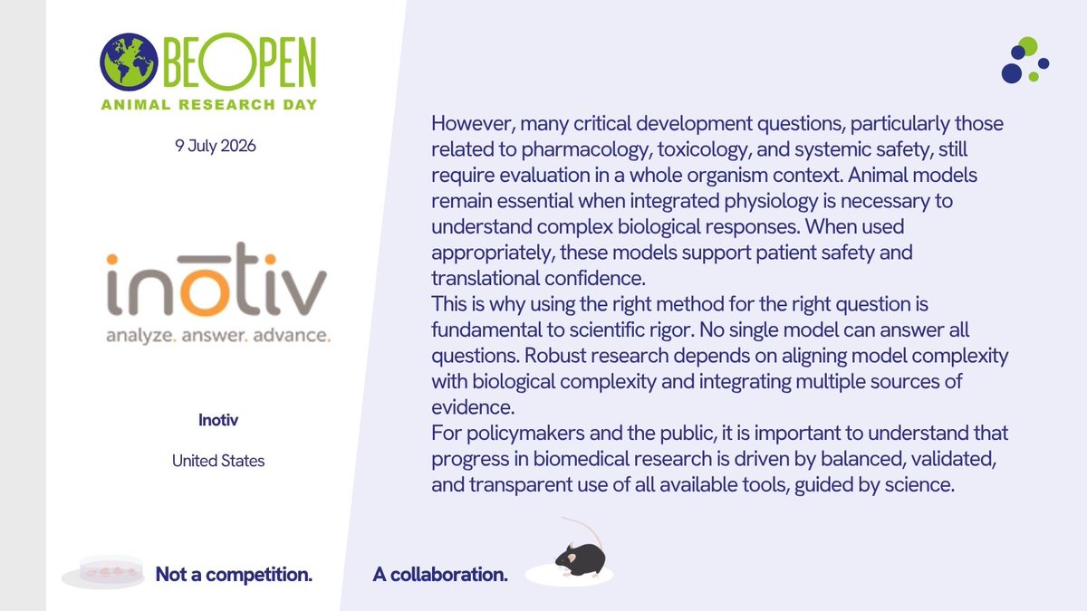 The_EARA's tweet photo. Inotiv is joining #BOARD26 to promote understanding of how animal research and other approaches complement each other. #BOARD #EARA #SCICOMM https://t.co/Qa5am2bSIV