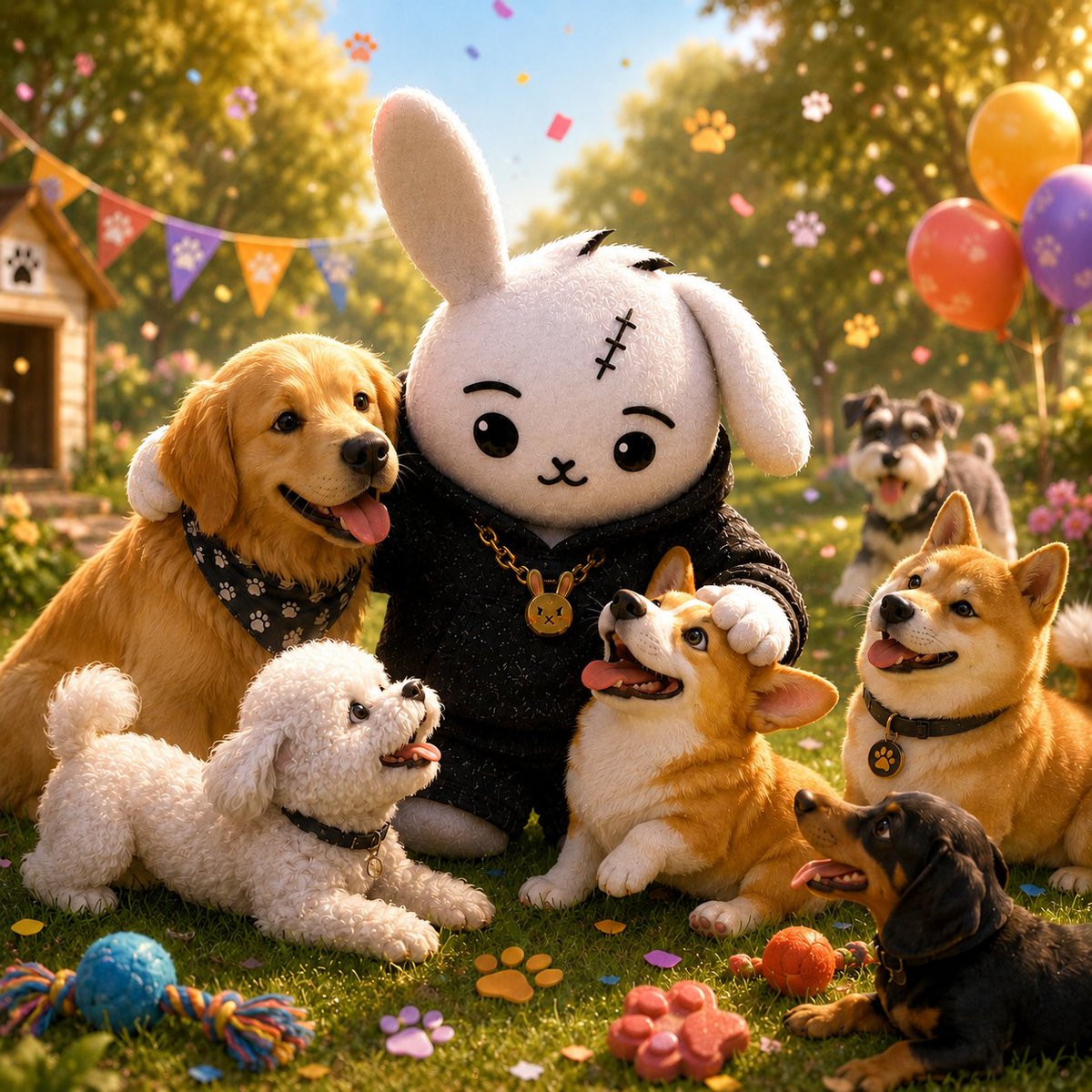 BunzoArmy's tweet photo. Good morning 🐰

Yes… even the grump has a heart. 🐰🖤🐶

Today, Bunzo let his guard down just a little to celebrate those who deserve it:
dogs those loyal companions who protect us, bring us joy, and walk by our side without asking for anything in return.

And also the owners, who care for, love, feed, and cuddle them, making every little paw part of the family.

Happy Dog Day to all the pups and to everyone who understands that true love also comes with a wagging tail. 🐾

Around here, dogs don't chase cats, cats don't chase rabbits, and soon we’ll be joining forces with partners who never leave pets behind let’s strengthen this chain of kindness.

Drop a photo of your 4 pawed love in the comments! 🐾

#BunzoArmy #DogLovers #CryptoCommunity #Pets