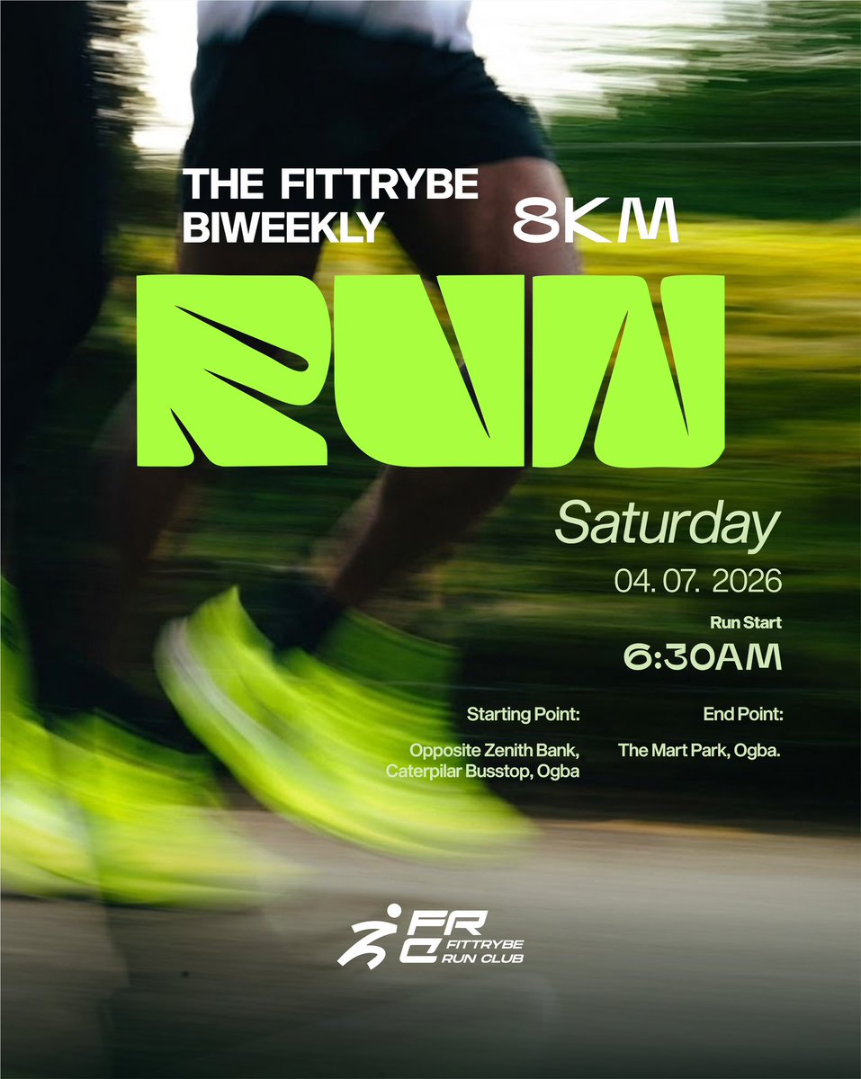the_fit_trybe's tweet photo. The only bad run is the one you didn’t start. 🏃🏾‍♂️💚

Discipline starts before sunrise. 🌅🏃🏾‍♂️

See you this Saturday at 6:30 AM.
#TheFittrybe #RunClub #RunLagos https://t.co/MnQEh1Rwmk