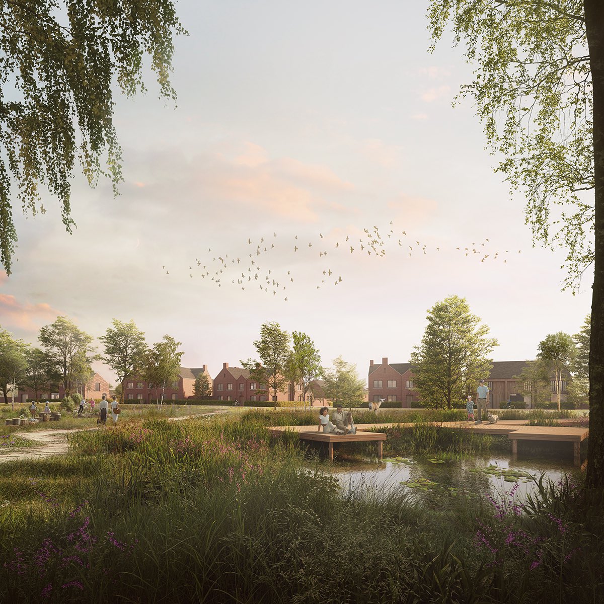 OS_Architects's tweet photo. We launched a public consultation for a distinctive, farmstead-inspired neighbourhood on the edge of Wilmslow recently.
The scheme of 88 new homes, where almost half are affordable, uses the sites agricultural history of livestock farming as inspiration. New house types include, farmhouses, hay barns, cattle sheds and cottages set within a rich tapestry of green infrastructure which breaks away from traditional housing estate layouts.
The land is classed as Grey belt as Cheshire East Council is unable to demonstrate a five-year supply of housing. @YIMBYLAND @createstreets @DesignForHomes