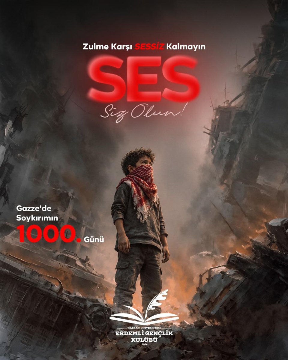 ErdemliGencHRU's tweet photo. 🥀Gazze'de Soykırımın 1000. Günü:

Zulme karşı SESSİZ kalmayın, SES SİZ olun! 

#GazzeSoykırımı1000Gün #Gazze https://t.co/hfLQBVkGoa