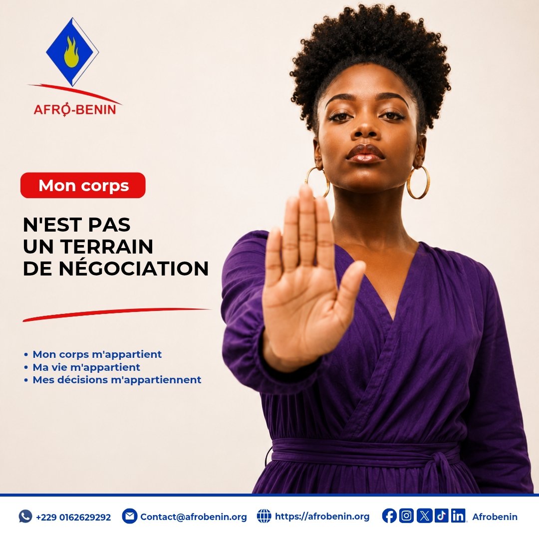 afrobenin's tweet photo. « Mon corps n'est pas un terrain de négociation. »

Et vous, quel est le premier mot qui vous vient à l'esprit lorsque vous entendez "autonomie corporelle" ?

Partagez-le en commentaire. Ouvrons la discussion.  😍

#AFROBENIN #AutonomieCorporelle #Empouvoirement #PouvoirDAgir https://t.co/PgVQXLpX9a