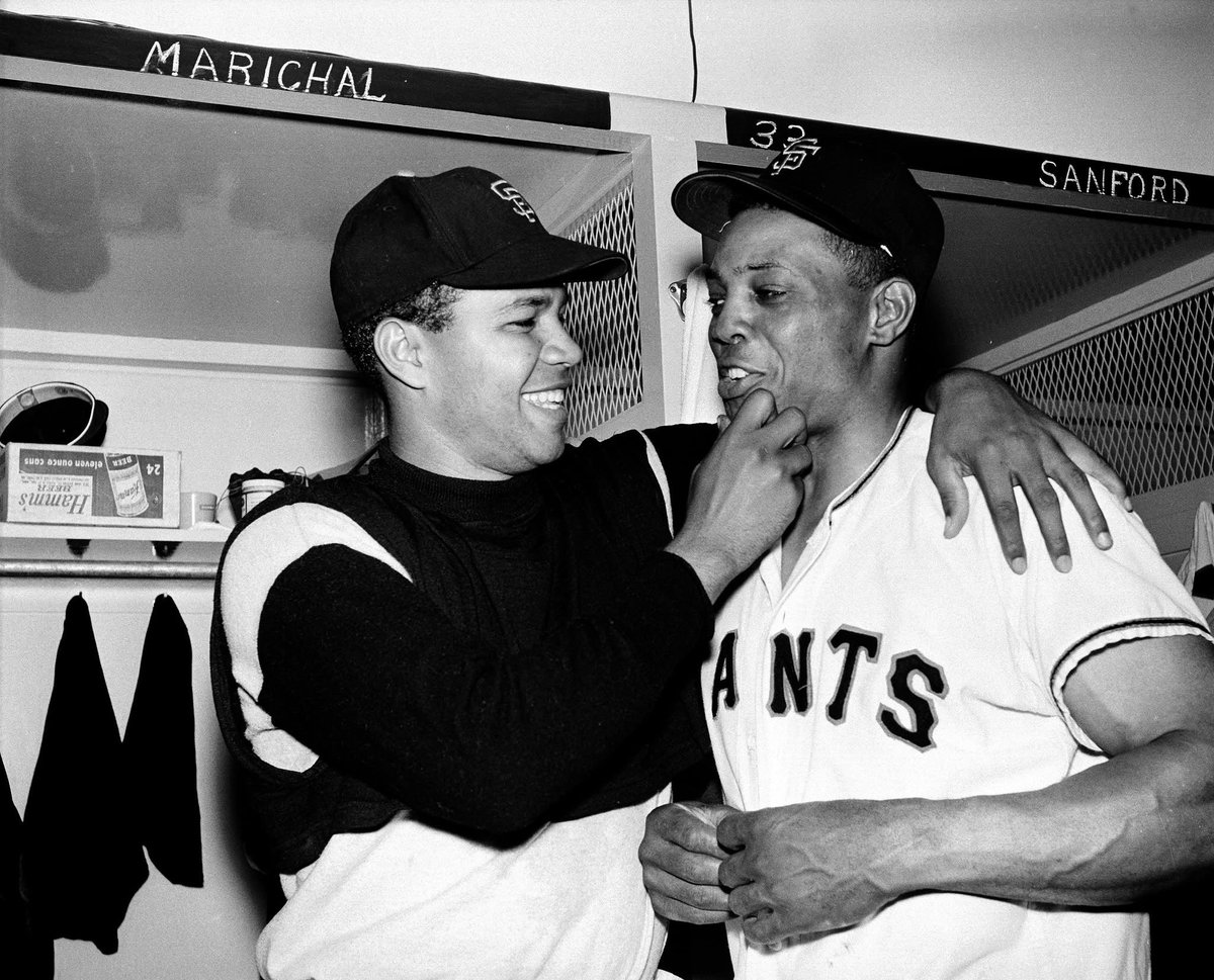 brakadamas's tweet photo. @Super70sSports July 2, 1963: In arguably the greatest pitchers dual ever, Jaun Marichal defeats Warren Spahn 1-0 in 16 innings. The game ended with a Willie Mays home run in the bottom of the 16th. Marichal was 25. Spahn 42. https://t.co/wH6jJWVcES