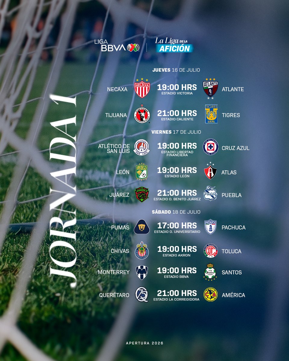 LigaBBVAMX's tweet photo. ¿Ya sintieron eso? 😍

Es la emoción de saber que en dos semanas vuelve la liga más mágica del continente. 🇲🇽

La espera está por terminar. 🔥

#LaLigaDeLaAfición ✨ https://t.co/EA4e7FKCIZ