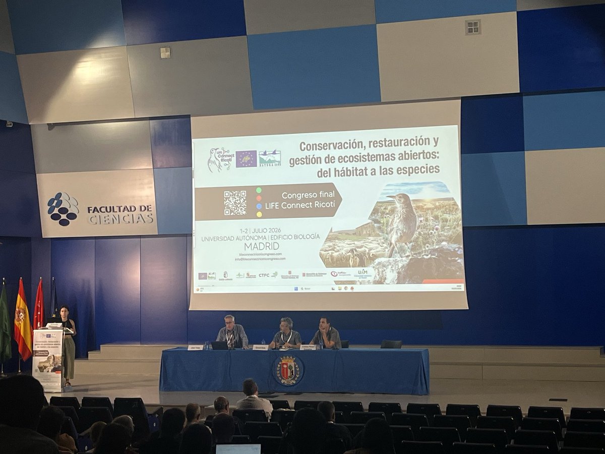 LRicoti's tweet photo. Clausura del congreso a cargo de Juan Traba y Gerard Bota, y presentación por Cristian Pérez Granados de la continuación de este proyecto con el recién concedido LIFE IBER RICOTÍ, que dará comienzo en enero de 2027. Este proyecto contempla la cría en cautividad de la especie https://t.co/vXg1Vex1bW