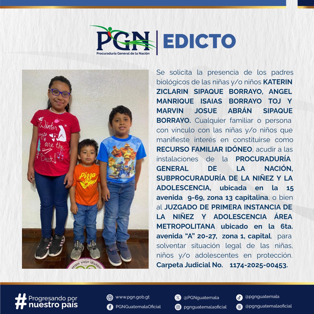 PGNguatemala's tweet photo. Tu ayuda es importante, comparte la imagen para encontrar un familiar. #Edicto #PGN https://t.co/ulAJcUM0V0